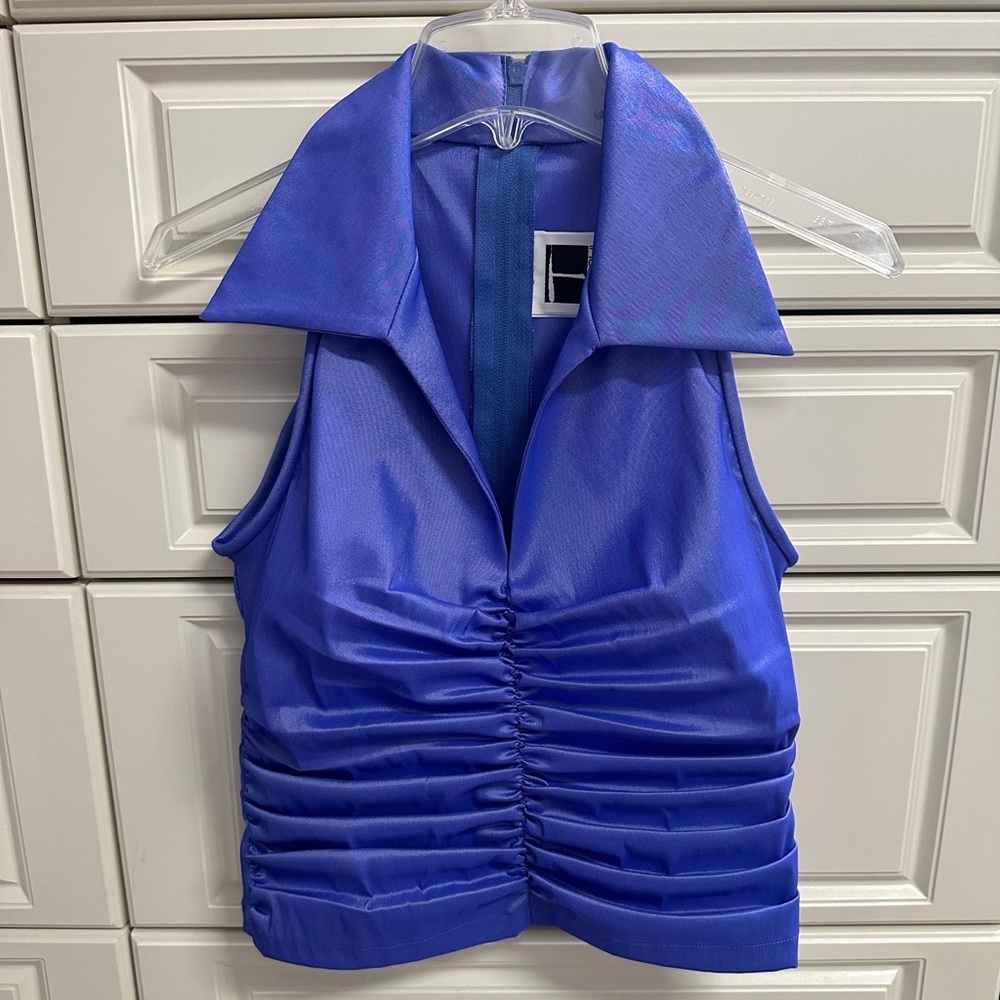 Vintage Tadashi Petite Shirred Sleeveless Top